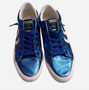 Vintage Havana Blue Metallic Sneakers with White Accents
